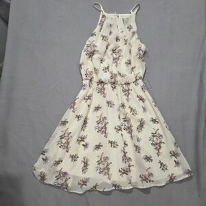 Francescas Blue Rain Floral Halter Mini Dress Ivory Purple XS NWT Cottagecore